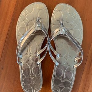 Coach Shoes - Coach Silver Flip Flop Sandals Coach Shoes - Coach Silver Flip Flop Sandals